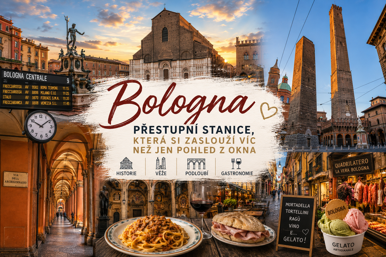 Bologna: přestupní stanice, která si zaslouží víc než jen pohled z okna